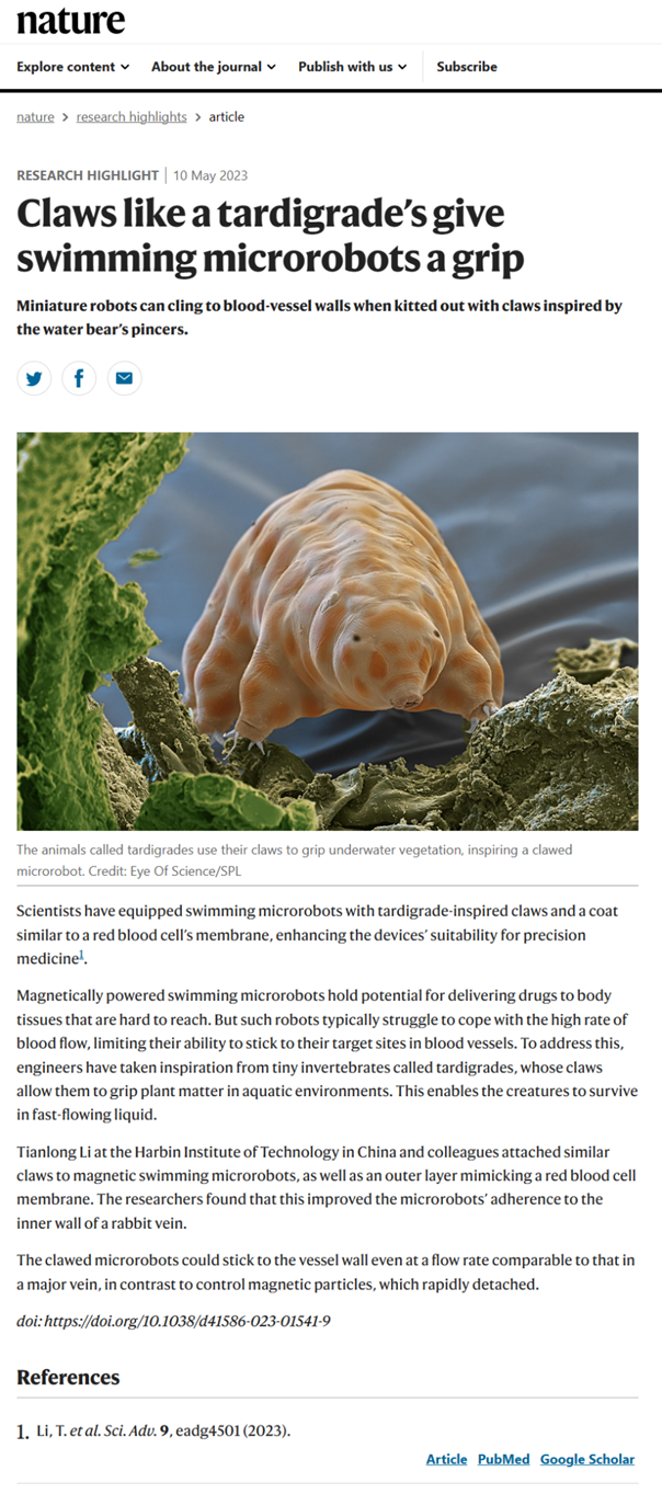 哈工大微纳机器人登【Science】子刊并入选【Nature】研究亮点，在血液里“跑得快”“停得住”！(图2)